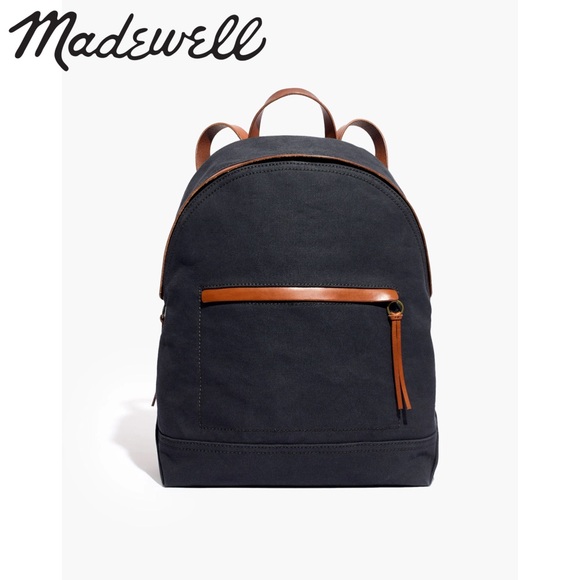 Madewell Charleston Backpack Madewell The Charleston Green Canvas Brown Leather Backpack  main image 2